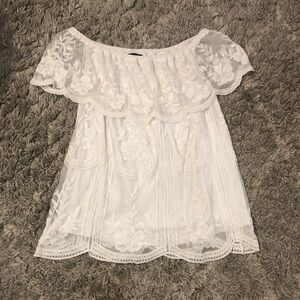 EUC! Lane Bryant off the shoulder white lace top, sz 10/12